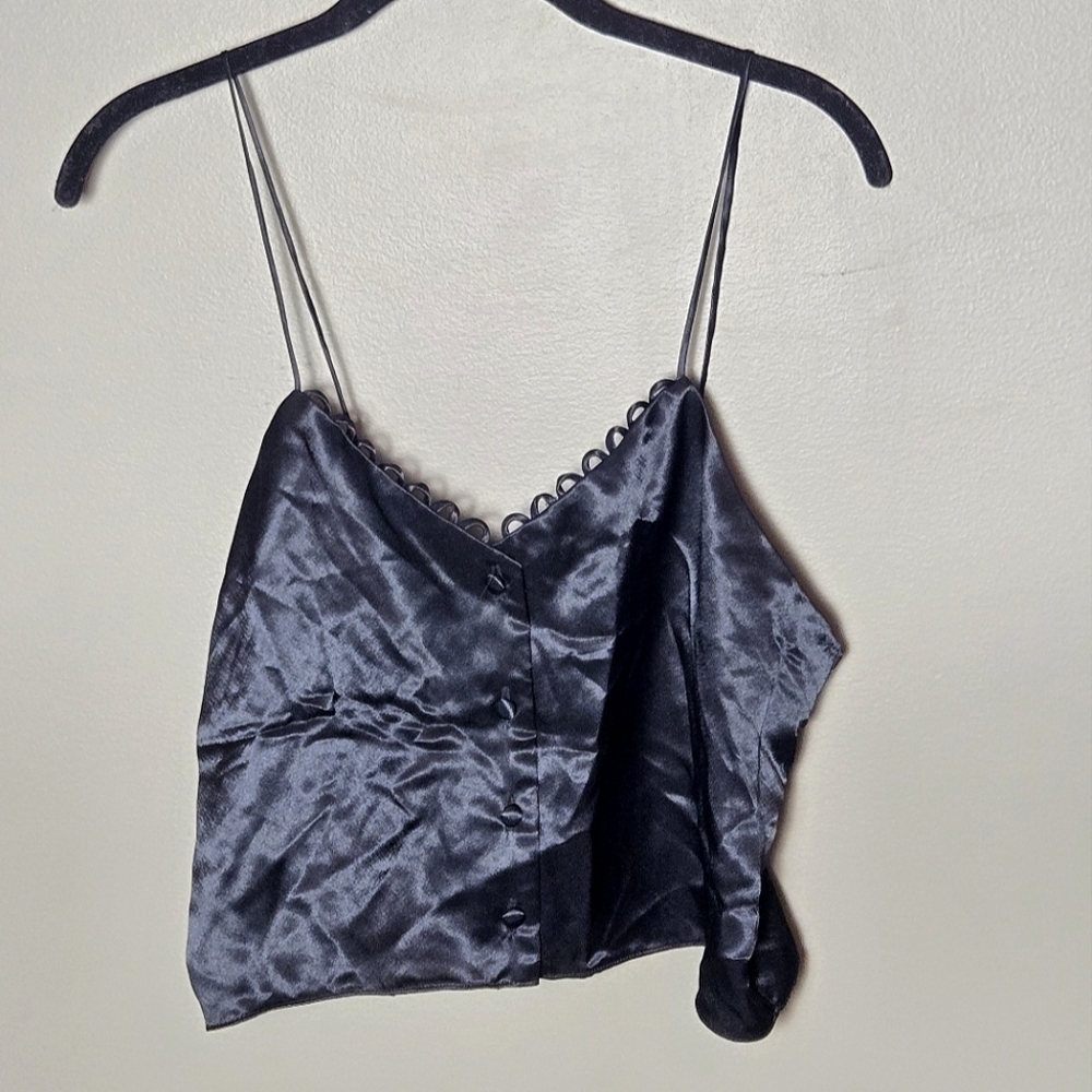 Vintage Y2K Beth Michaels Satin Whimsygoth‎ Soft Grunge Cropped Cami, Small